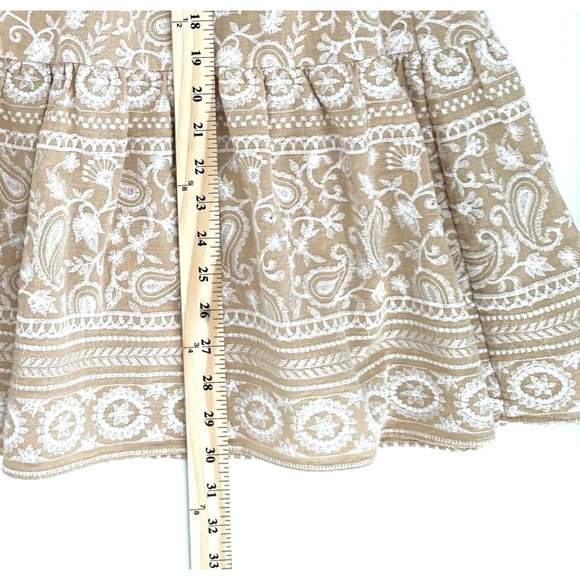 Alice + Olivia Womens Reise Embroidered Tiered Midi Skirt 2 Boho Cottage Cream - Picture 4 of 7
